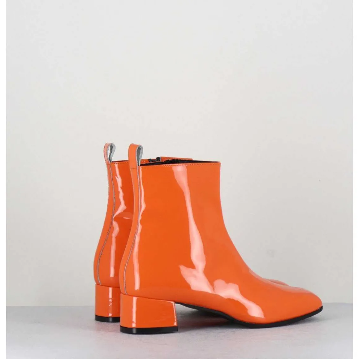 Boots 60S En Cuir Vernis Orange - Jane Vernice Orange