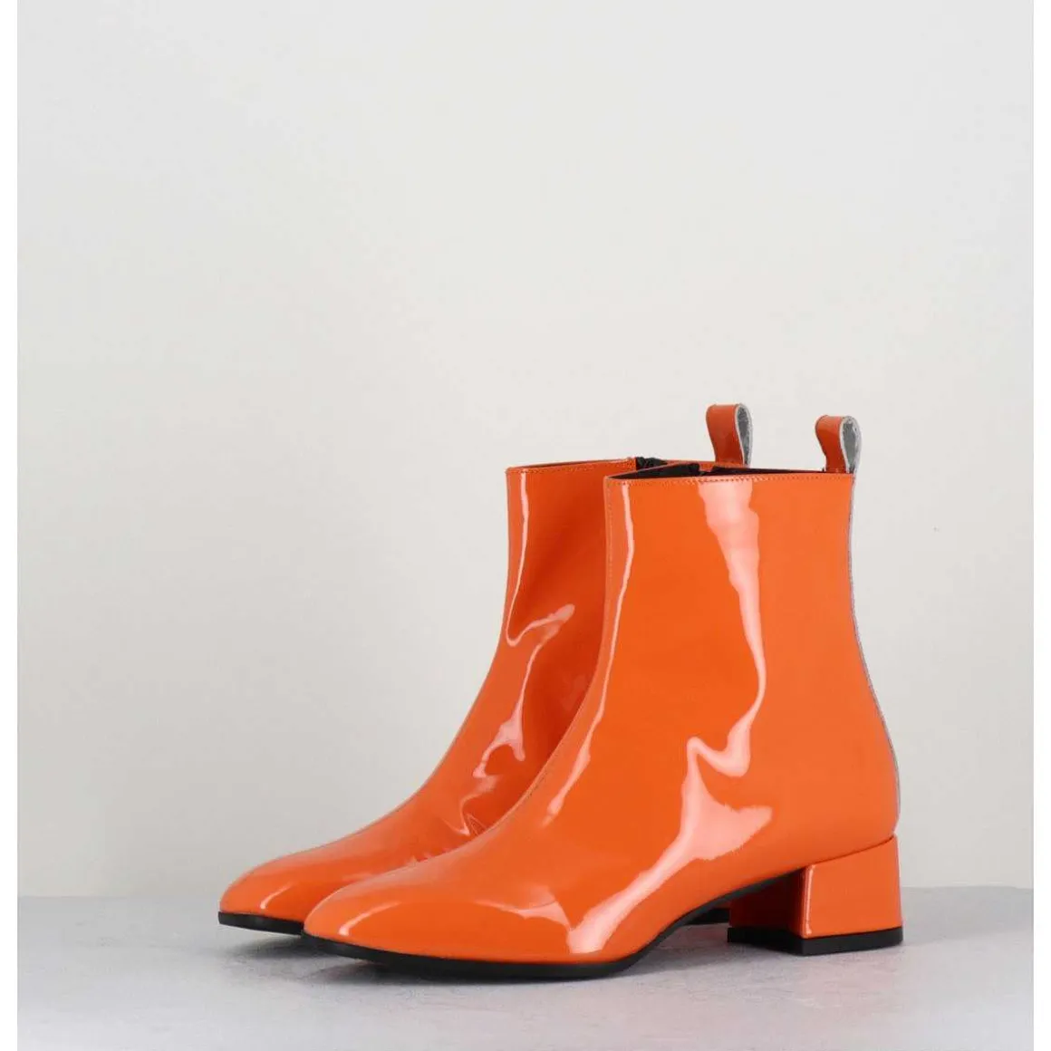 Boots 60S En Cuir Vernis Orange - Jane Vernice Orange
