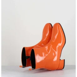Boots 60S En Cuir Vernis Orange - Jane Vernice Orange