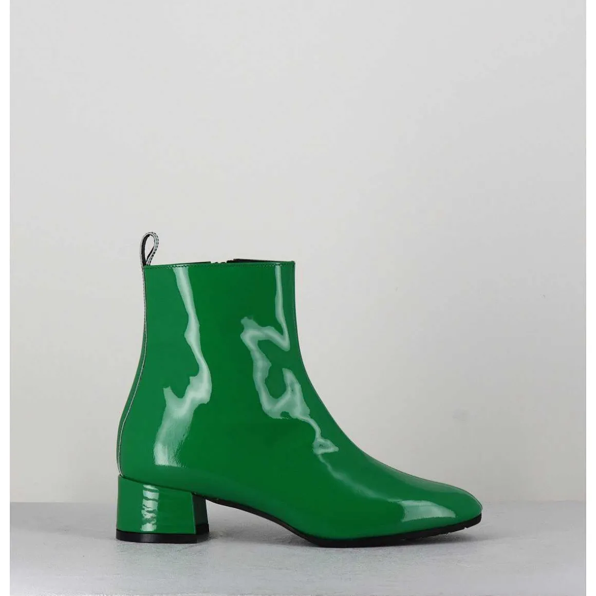 Boots 60S En Cuir Vernis Vert - Jane Vernice Verde