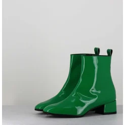 Boots 60S En Cuir Vernis Vert - Jane Vernice Verde