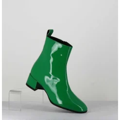 Boots 60S En Cuir Vernis Vert - Jane Vernice Verde