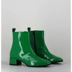 Boots 60S En Cuir Vernis Vert - Jane Vernice Verde