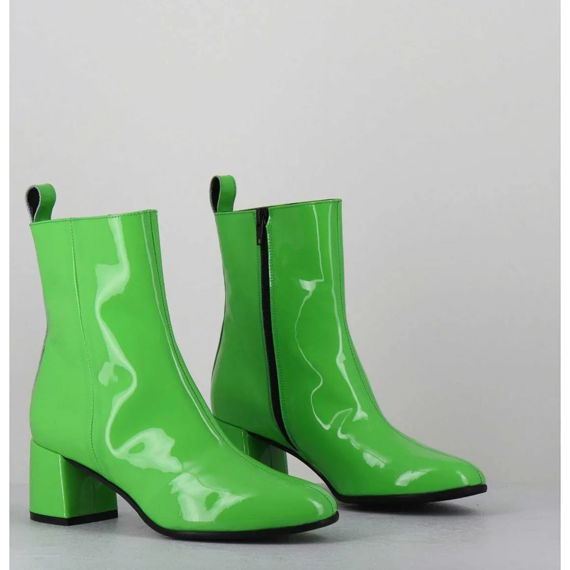 Boots 60S En Cuir Vernis Vert - Samui4 Vernice Verde