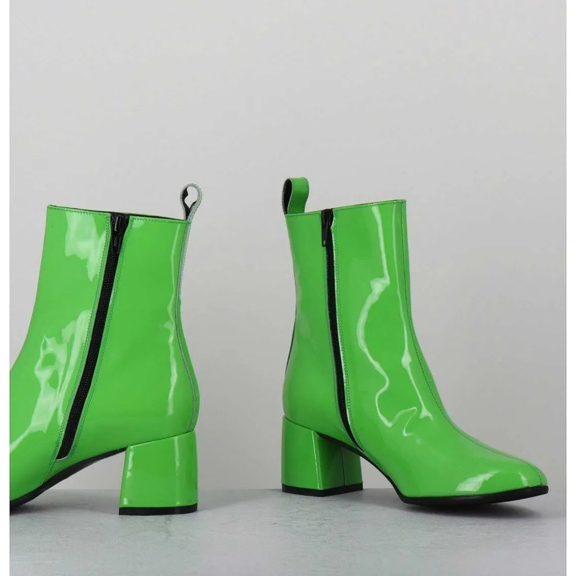Boots 60S En Cuir Vernis Vert - Samui4 Vernice Verde