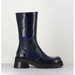 Boots 90S Tige Haute En Cuir Lisse Bleu - Inne Blu Boots