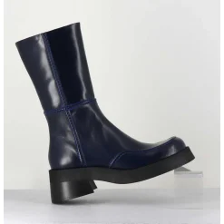 Boots 90S Tige Haute En Cuir Lisse Bleu - Inne Blu Boots