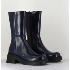 Boots 90S Tige Haute En Cuir Lisse Bleu - Inne Blu Boots