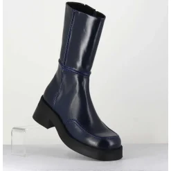 Boots 90S Tige Haute En Cuir Lisse Bleu - Inne Blu Boots
