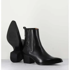 Boots Santiag En Cuir Lisse Noir - Eva 82000 Black