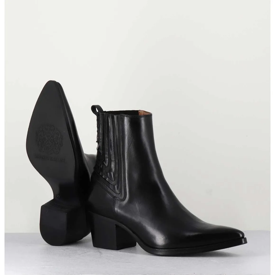 Boots Santiag En Cuir Lisse Noir - Eva 82000 Black