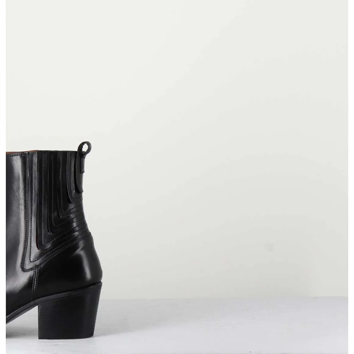 Boots Santiag En Cuir Lisse Noir - Eva 82000 Black