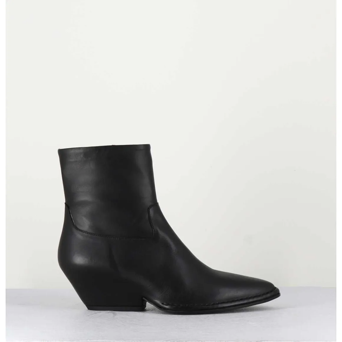 Boots Santiag En Cuir Noir - 10807 Vetro Nero