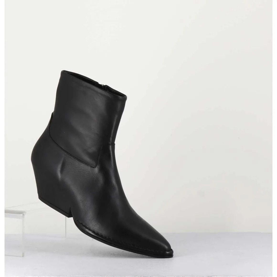 Boots Santiag En Cuir Noir - 10807 Vetro Nero