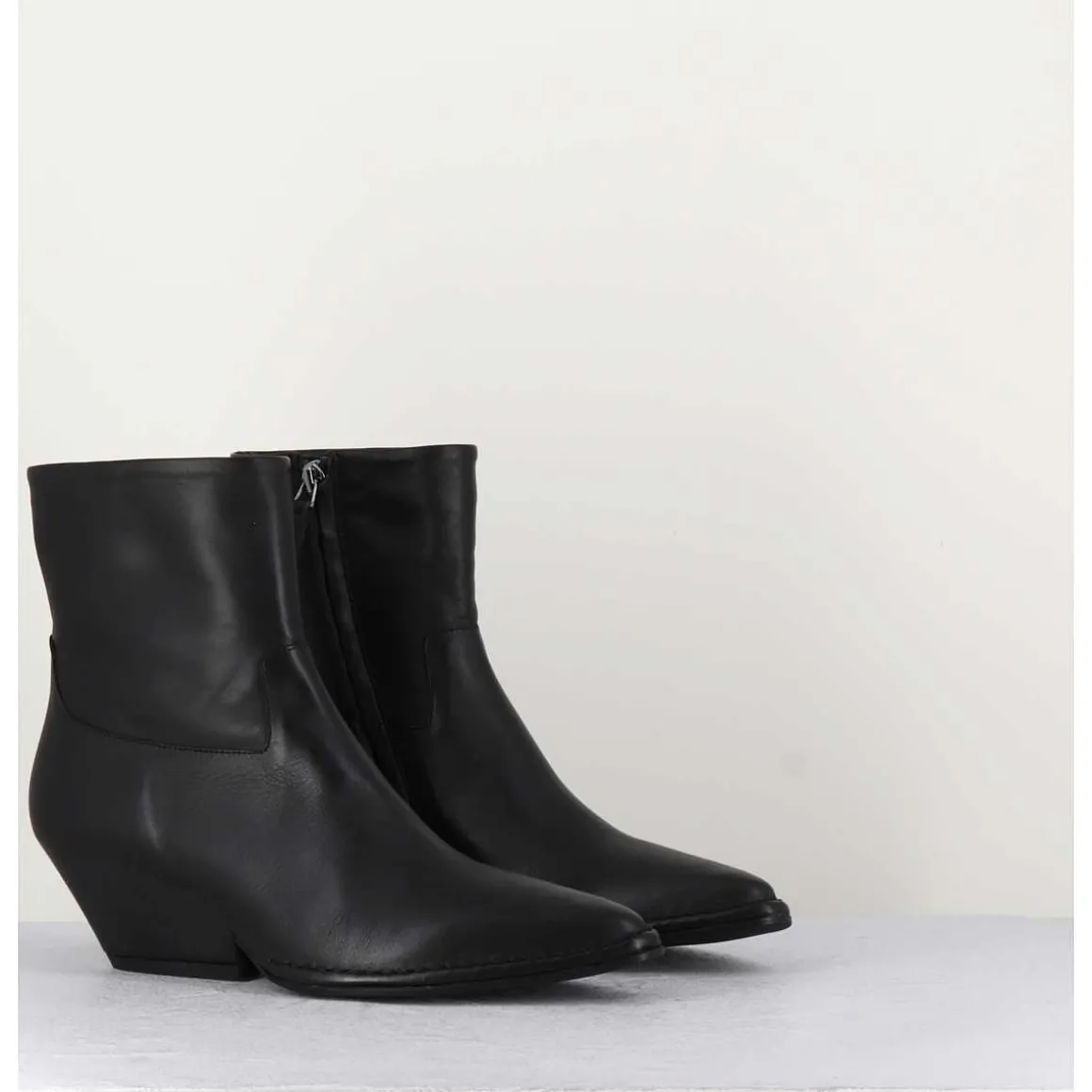 Boots Santiag En Cuir Noir - 10807 Vetro Nero