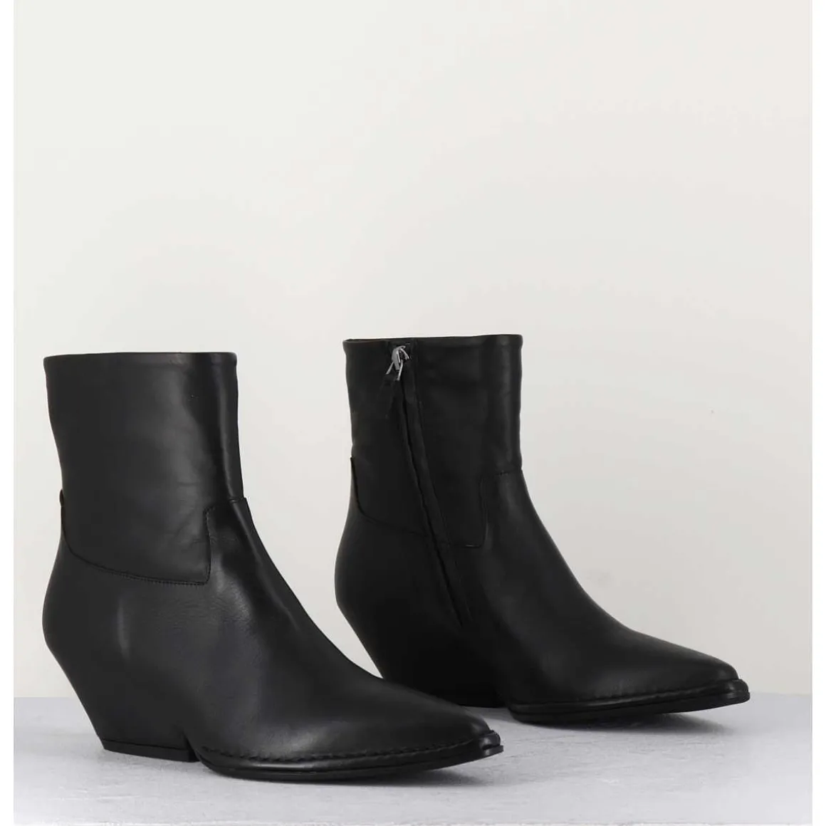 Boots Santiag En Cuir Noir - 10807 Vetro Nero