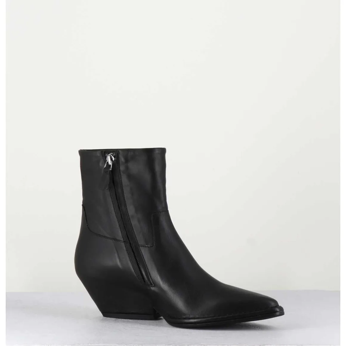 Boots Santiag En Cuir Noir - 10807 Vetro Nero