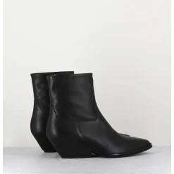 Boots Santiag En Cuir Noir - 10807 Vetro Nero