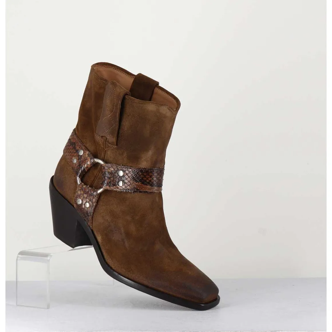 Boots Santiag En Daim Marron Vieilli - 5180 Birra
