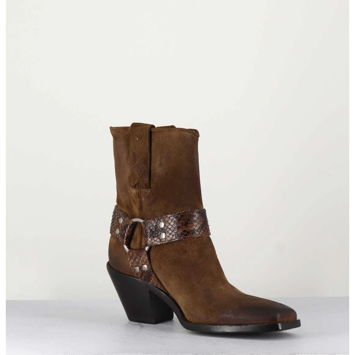 Boots Santiag En Daim Marron Vieilli - 5180 Birra