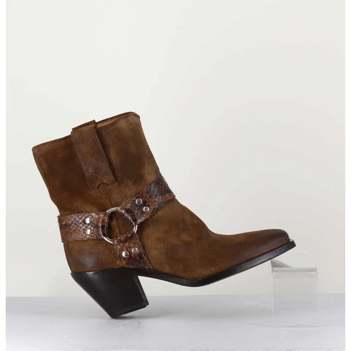 Boots Santiag En Daim Marron Vieilli - 5180 Birra