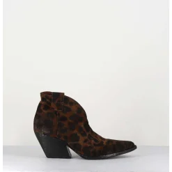 Boots Santiags Courtes En Daim Leopard - E2004L