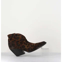 Boots Santiags Courtes En Daim Leopard - E2004L