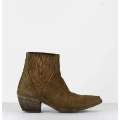 Boots Santiags Courtes En Daim Kahki - 3472 Rov Oliva