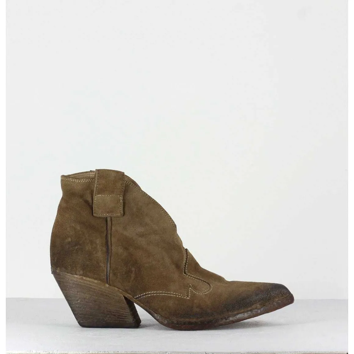Boots Santiags Courtes En Daim Taupe - E2004 Hombre Sand