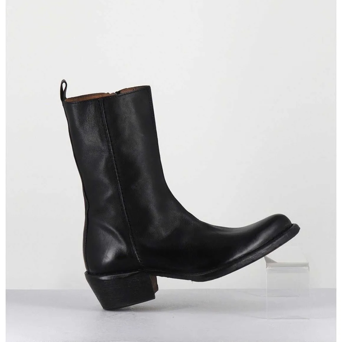 Boots Santiags En Cuir Noir - 1Cs425 Cusna Nero