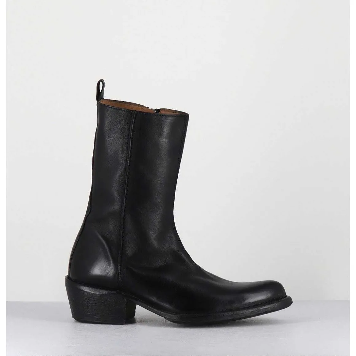 Boots Santiags En Cuir Noir - 1Cs425 Cusna Nero