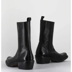 Boots Santiags En Cuir Noir - 1Cs425 Cusna Nero