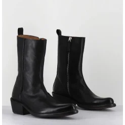 Boots Santiags En Cuir Noir - 1Cs425 Cusna Nero