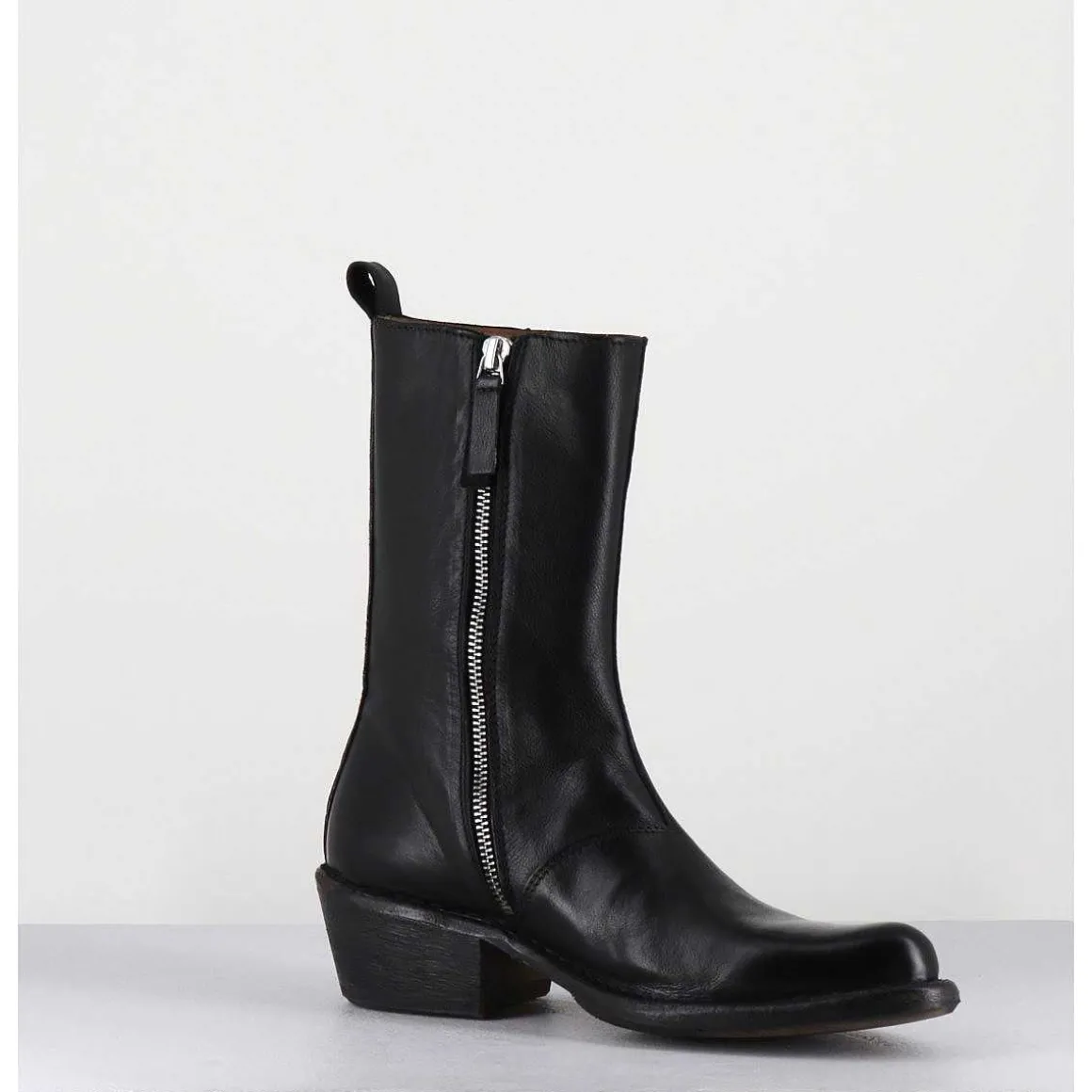 Boots Santiags En Cuir Noir - 1Cs425 Cusna Nero