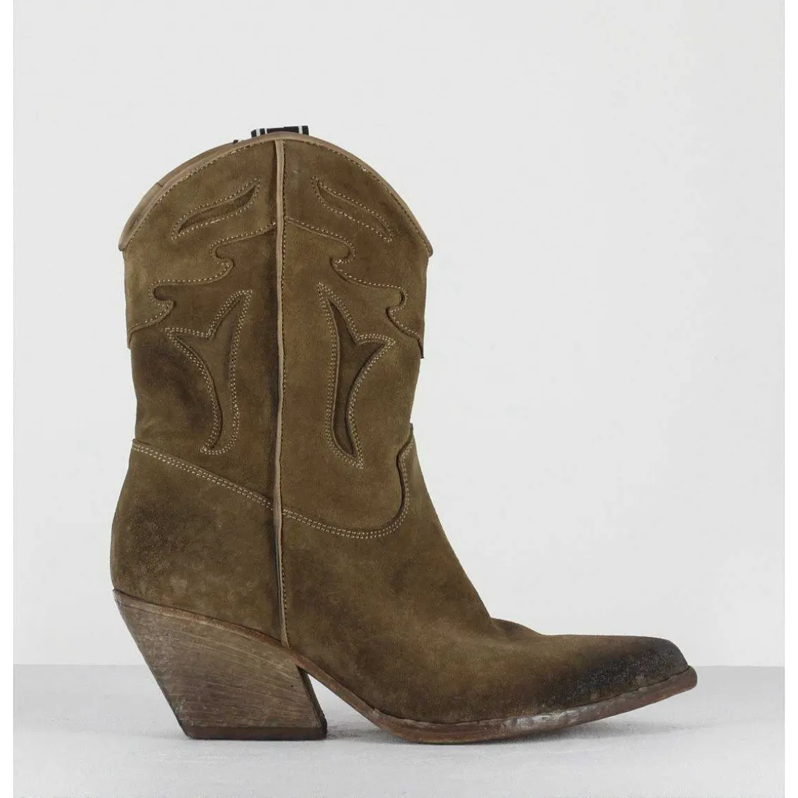 Boots Santiags En Daim Taupe - E2016 Velour Fango