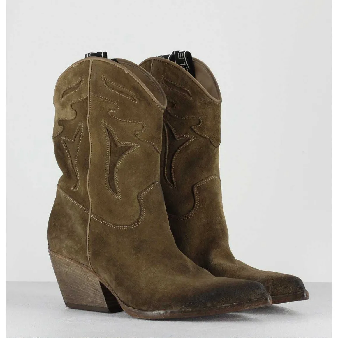 Boots Santiags En Daim Taupe - E2016 Velour Fango