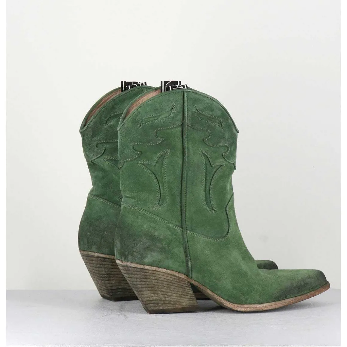 Boots Santiags En Daim Vert - E2016 Texan Green