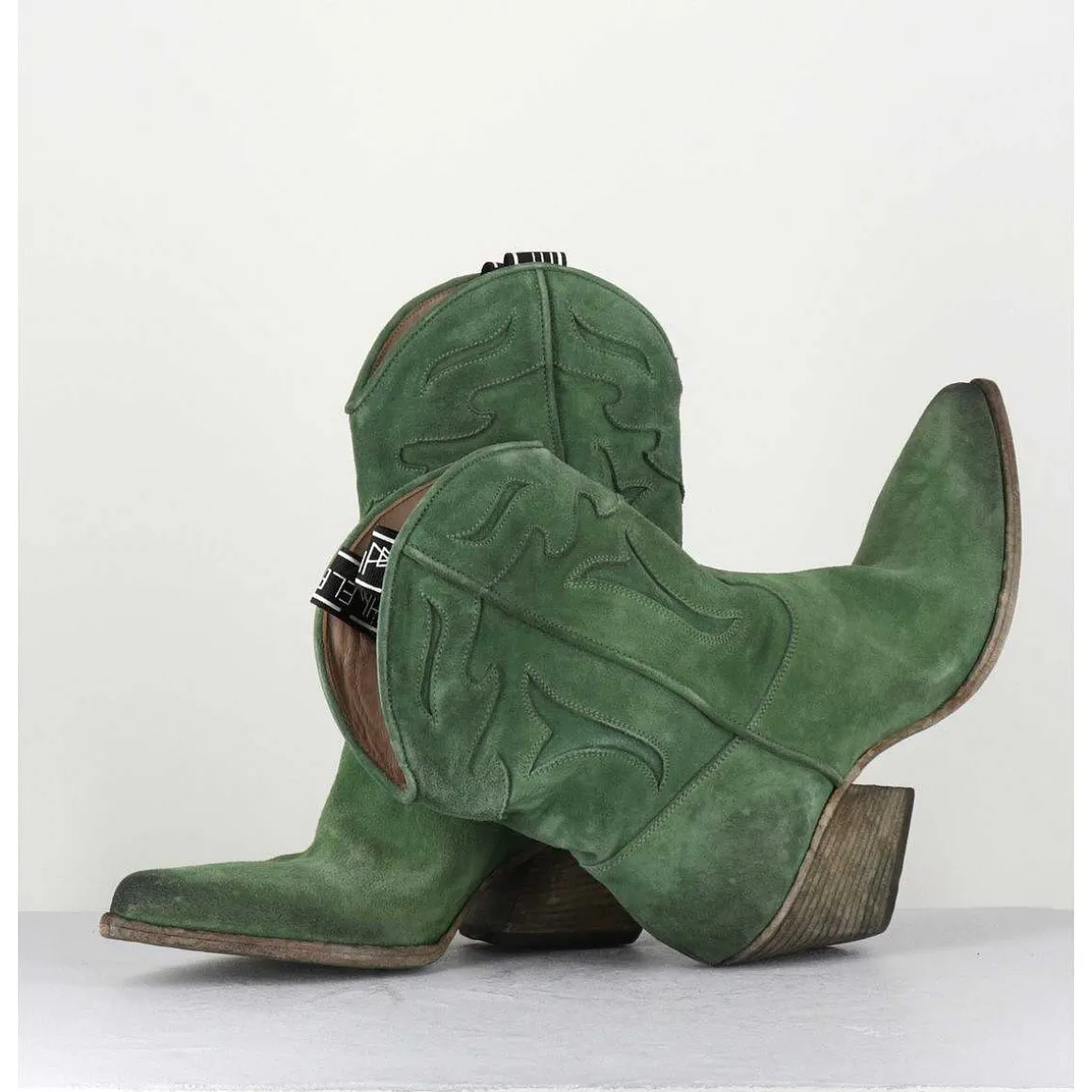 Boots Santiags En Daim Vert - E2016 Texan Green