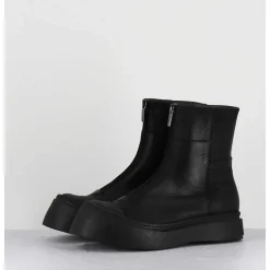 Boots Semelle Exageree En Cuir Noir A Zip - 4163 Gas Nero