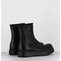 Boots Semelle Exageree En Cuir Noir A Zip - 4163 Gas Nero