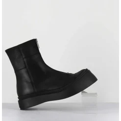Boots Semelle Exageree En Cuir Noir A Zip - 4163 Gas Nero