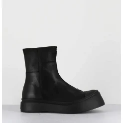 Boots Semelle Exageree En Cuir Noir A Zip - 4163 Gas Nero