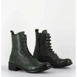 Boots Souples En Cuir Vert A Boutons - Lison Caou036 Verde