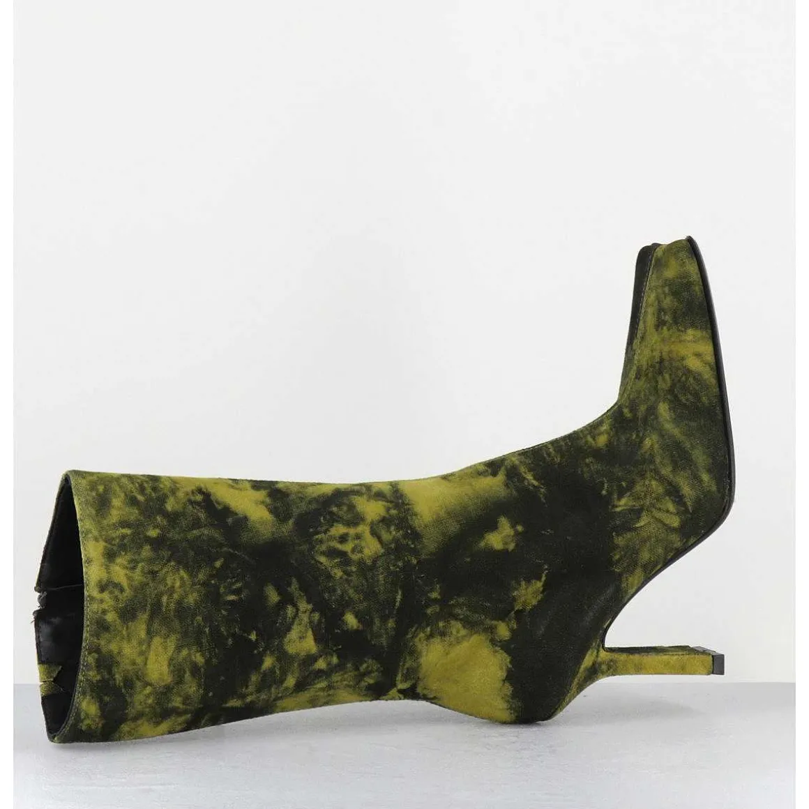 Boots Talon Haut & Bout Carre En Cuir Jaune & Noir Acide - Noor Yellow Boots