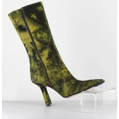 Boots Talon Haut & Bout Carre En Cuir Jaune & Noir Acide - Noor Yellow Boots
