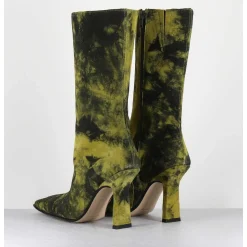 Boots Talon Haut & Bout Carre En Cuir Jaune & Noir Acide - Noor Yellow Boots