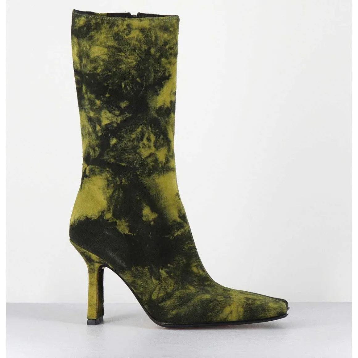 Boots Talon Haut & Bout Carre En Cuir Jaune & Noir Acide - Noor Yellow Boots
