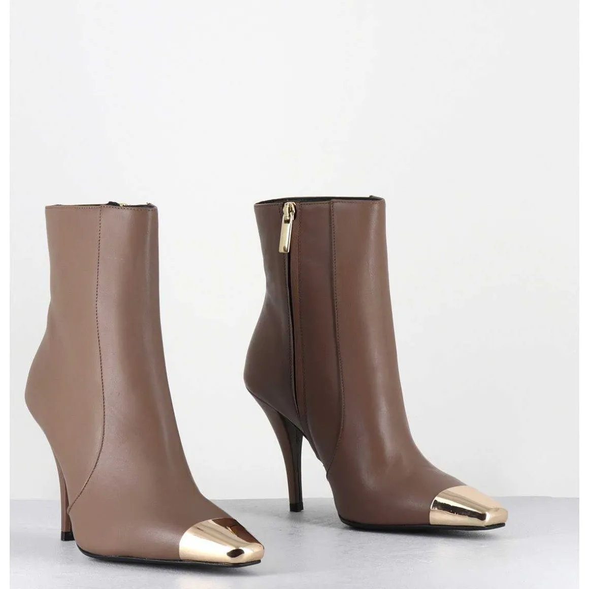 Boots Talon Haut Cuir Grege Bout Or - Mecha3 Nappa Acero