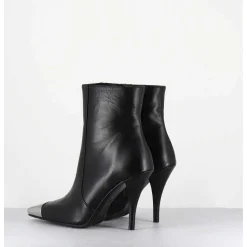 Boots Talon Haut Cuir Noir Bout Argent - Mecha1