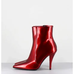 Boots Talon Haut En Cuir Vernis Rouge Glossy - Mecha2 Galassia Rosso